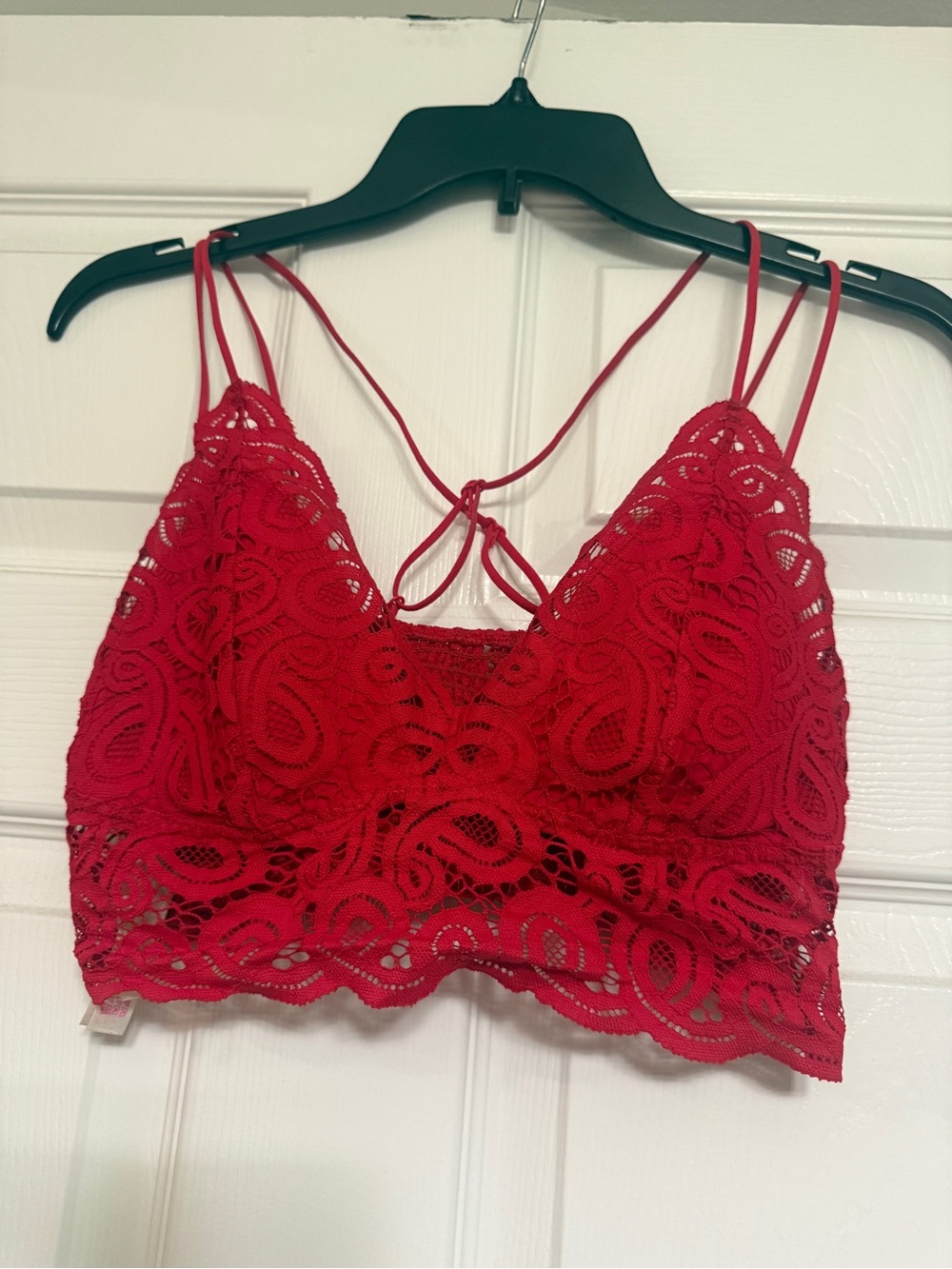 PINK Victoria's Secret Red Lace Bralette with Strappy Back Detail